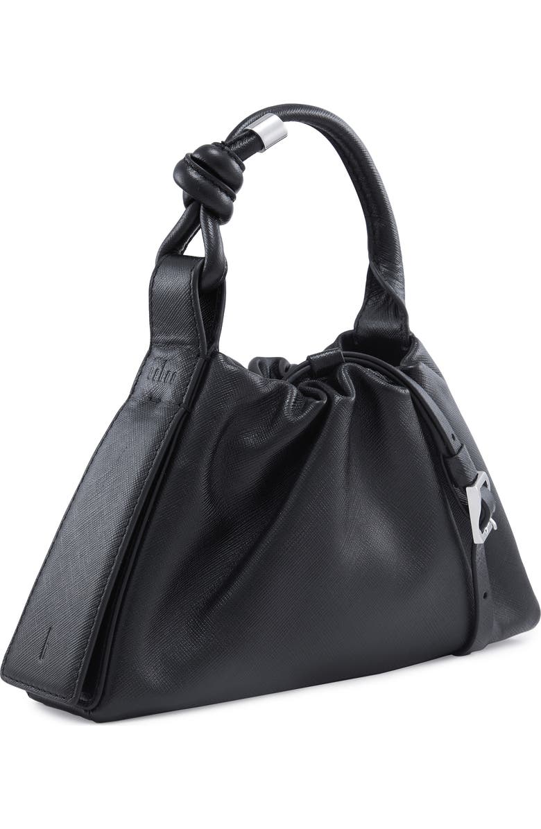 behno Mini Tina Ruched Metallic Leather Baguette Top Handle Bag, Alternate, color,