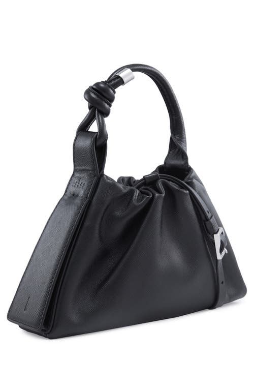 Shop Behno Mini Tina Ruched Metallic Leather Baguette Top Handle Bag