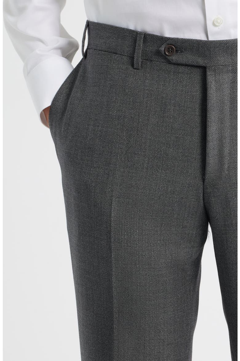 Siena Regular Fit Grey Flat Front Super 130s Wool Dress Pants, Alternate, color, GREY