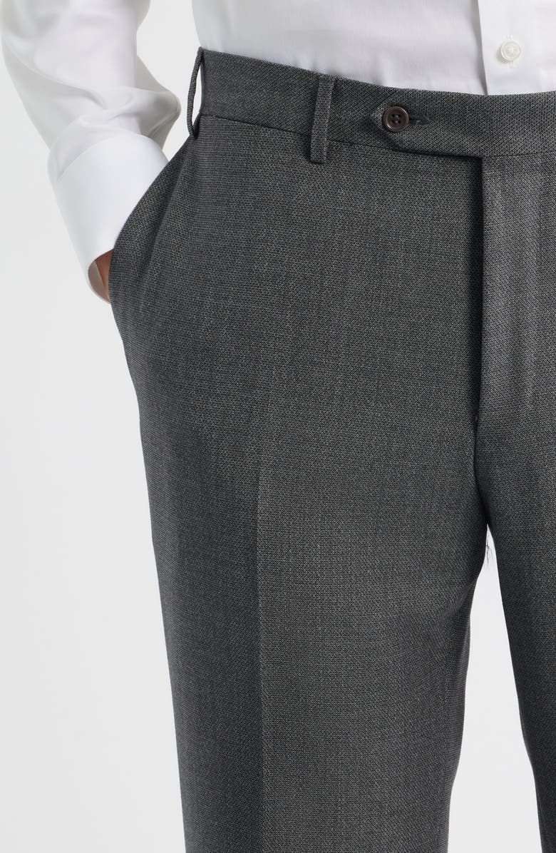 Canali Siena Regular Fit Grey Flat Front Super 130s Wool Dress Pants, Alternate, color, Grey