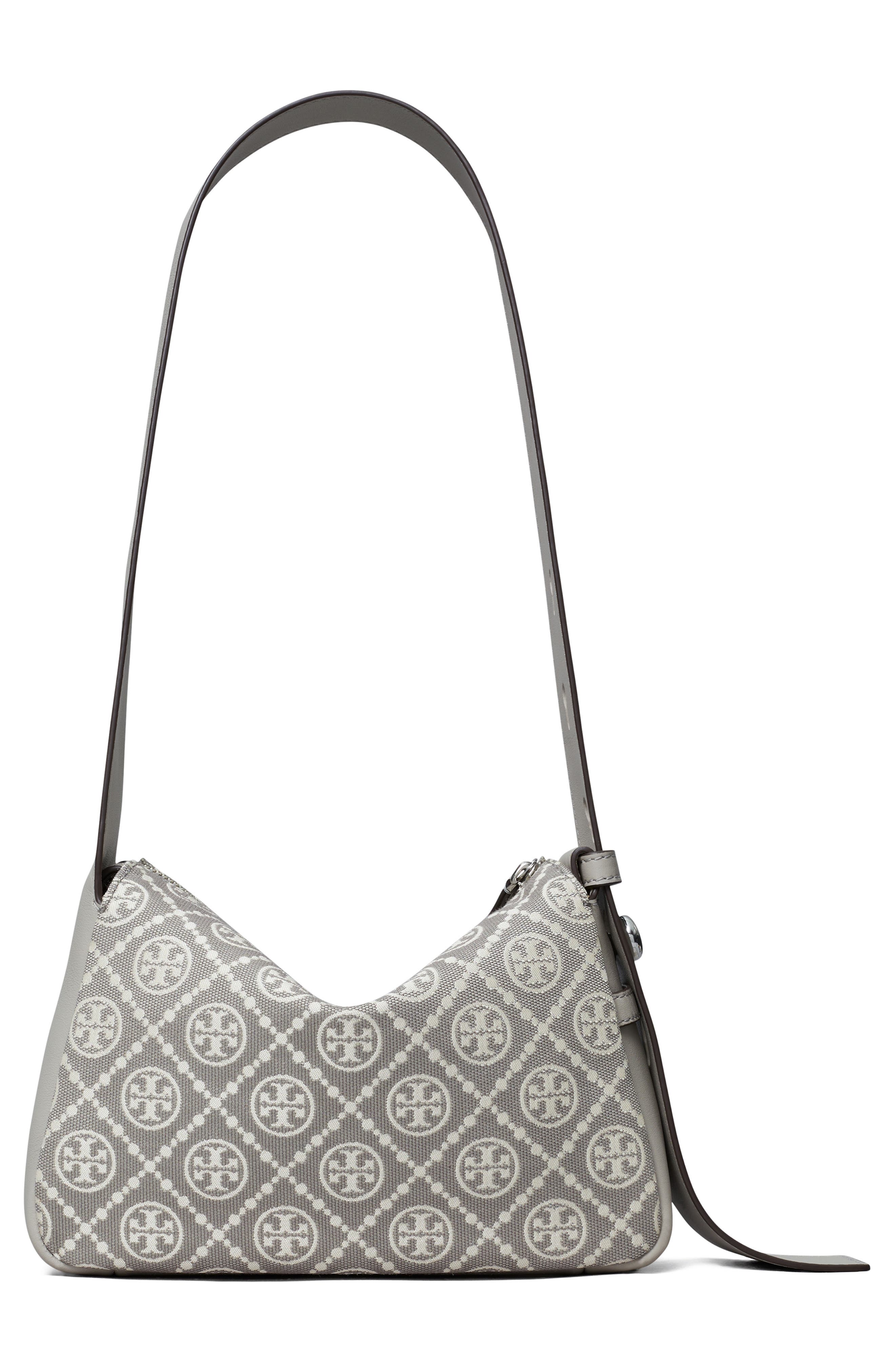 Small Romy T Monogram Canvas Shoulder Bag, Alternate, color, GRAY