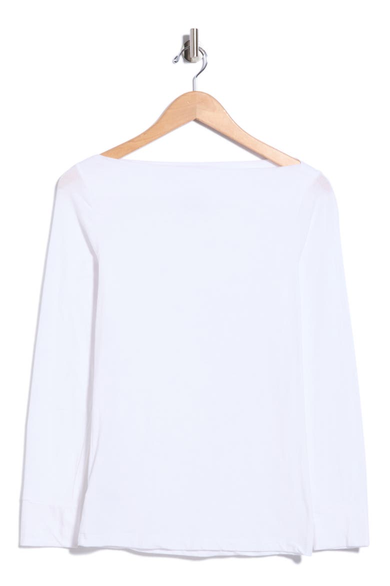 Boatneck Long Sleeve Top, Alternate, color, WHITE