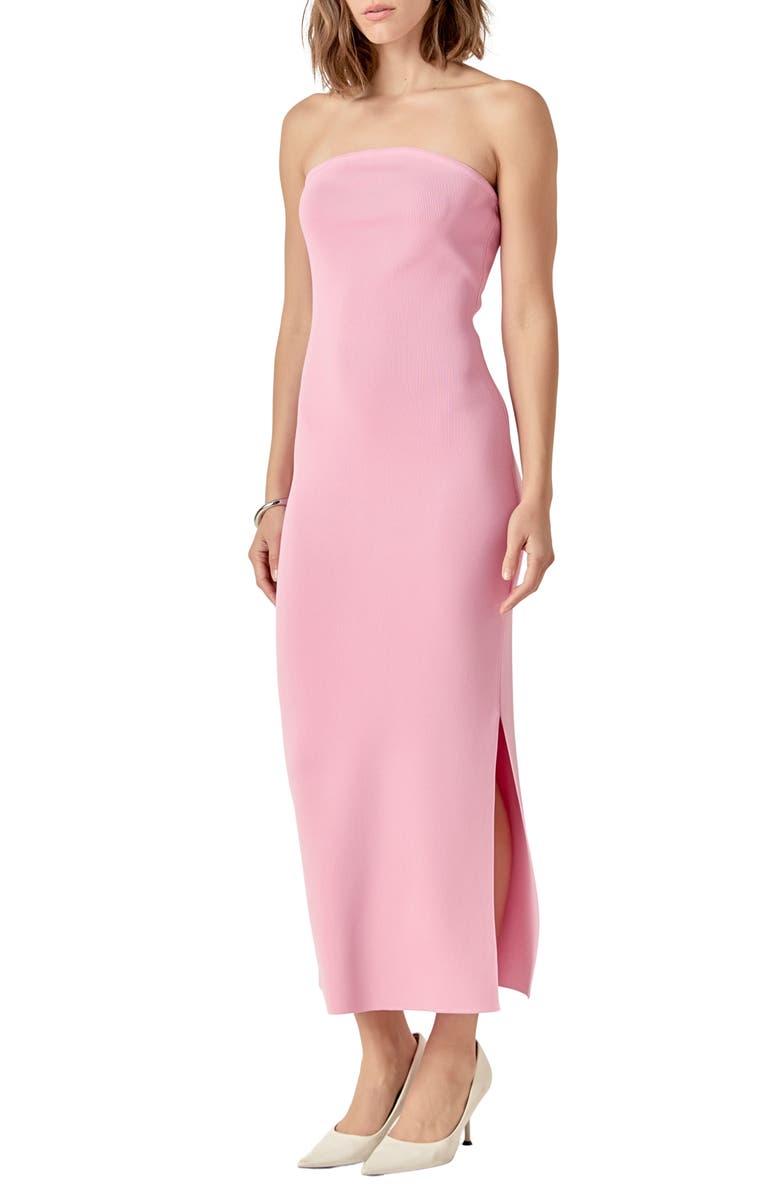 Endless Rose Strapless Knit Midi Dress, Alternate, color, Pink