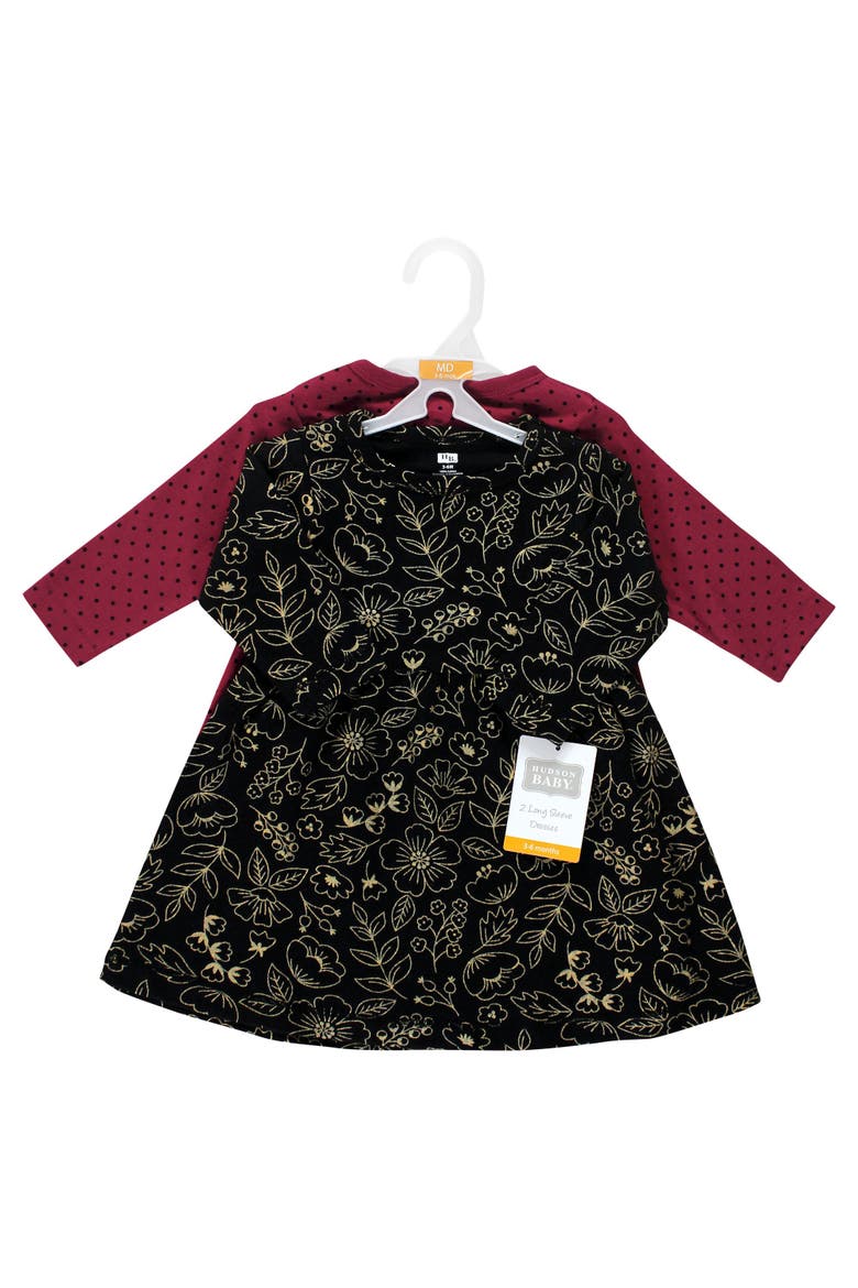 Two Pack of Long-Sleeve Dress, Alternate, color, Gold Botanical