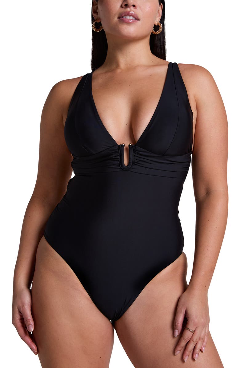 Hunkemöller Luna Shaping Swimsuit, Main, color, Caviar
