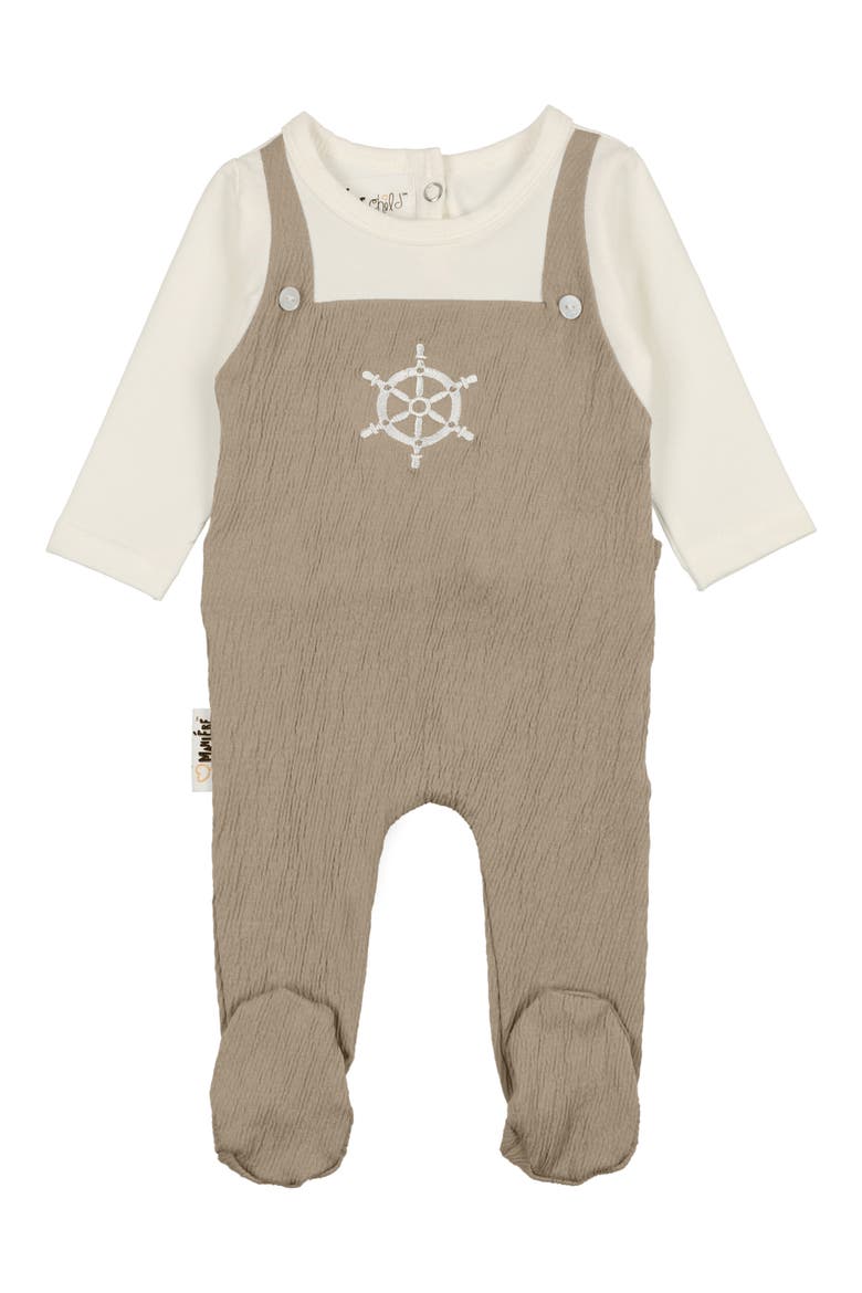 Sailor Long Sleeve Overall Footie, Main, color, SAND