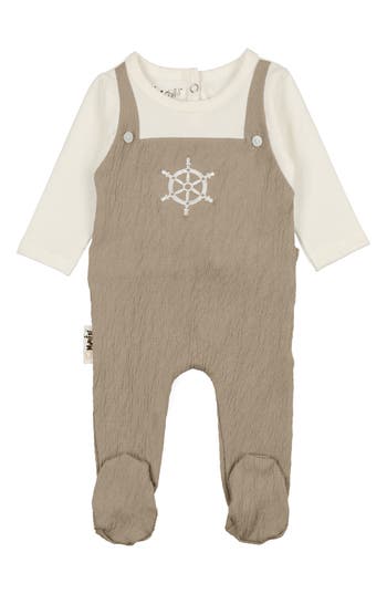 Maniere Sailor Long Sleeve Overall Footie In Sand