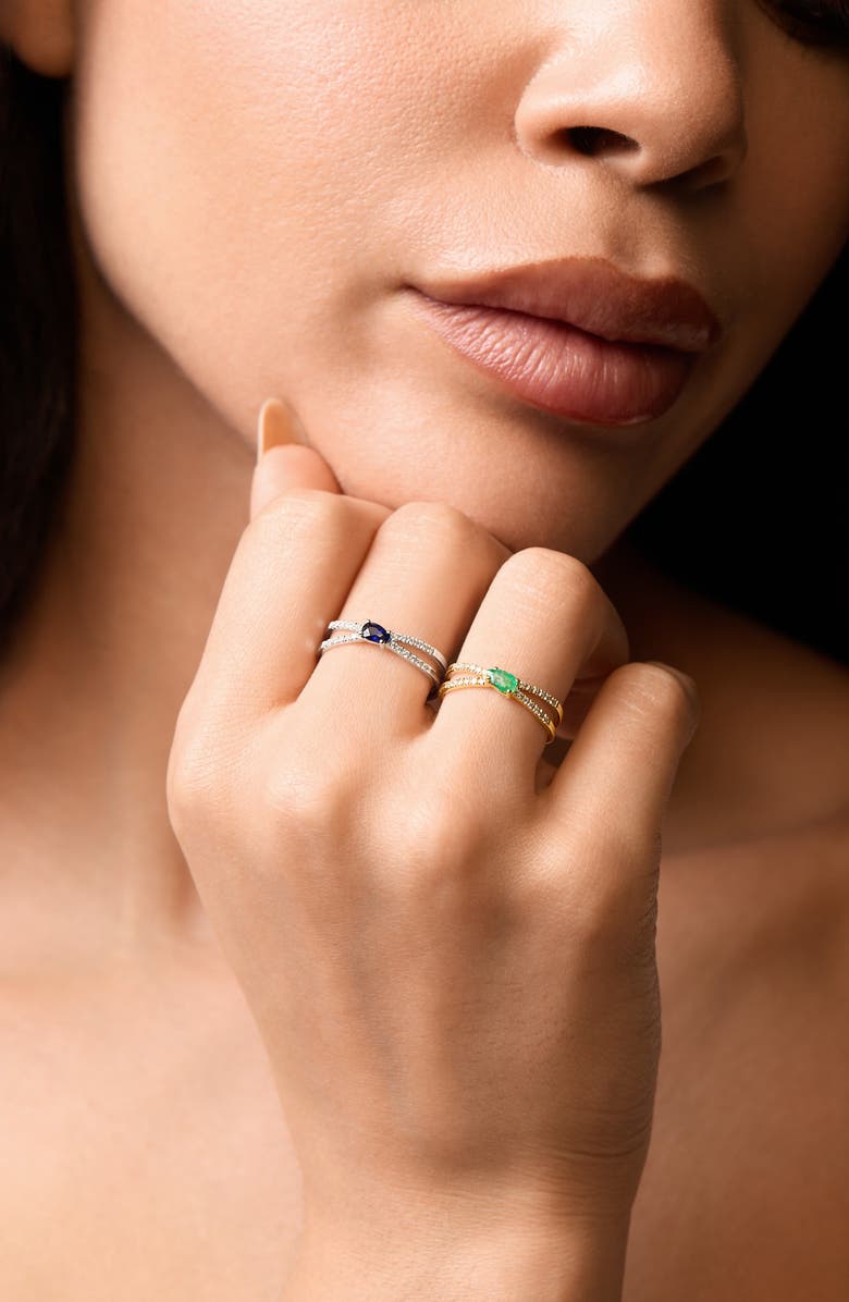 Bony Levy El Mar 18K Gold Gemstone & Diamond Stackable Ring, Alternate, color, 18K White Gold Sapphire