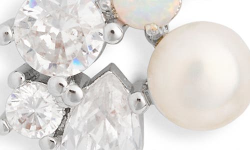 Nordstrom Rack Cubic Zirconia & Faux Pearl Cluster Stud Earrings In Metallic
