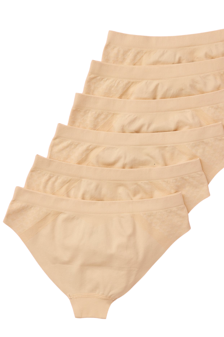 6PK Seamless Bikini Underwear with Bonded Seam, Alternate, color, Doe