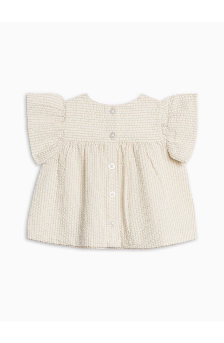 KENDI by Colored Organics Organic Viv Seesucker Ruffle Top, Alternate, color, Dune Stripe