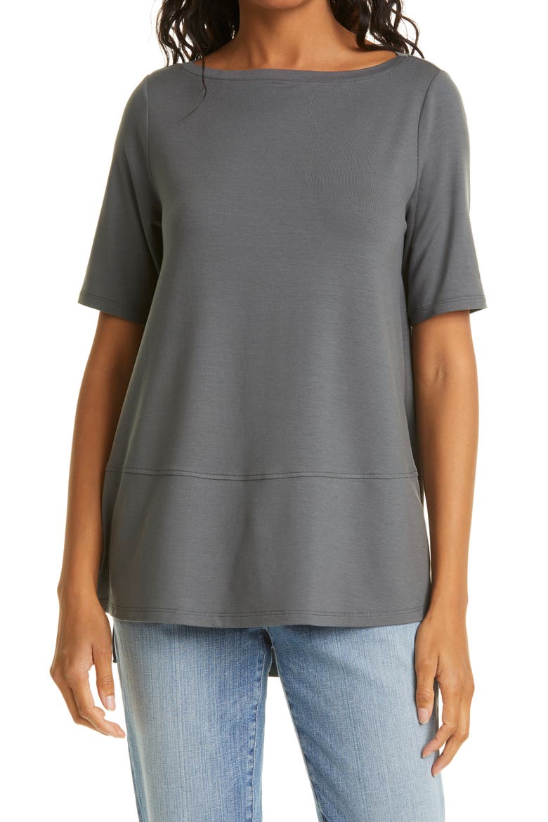 Boatneck Jersey Top, Main, color, SLATE