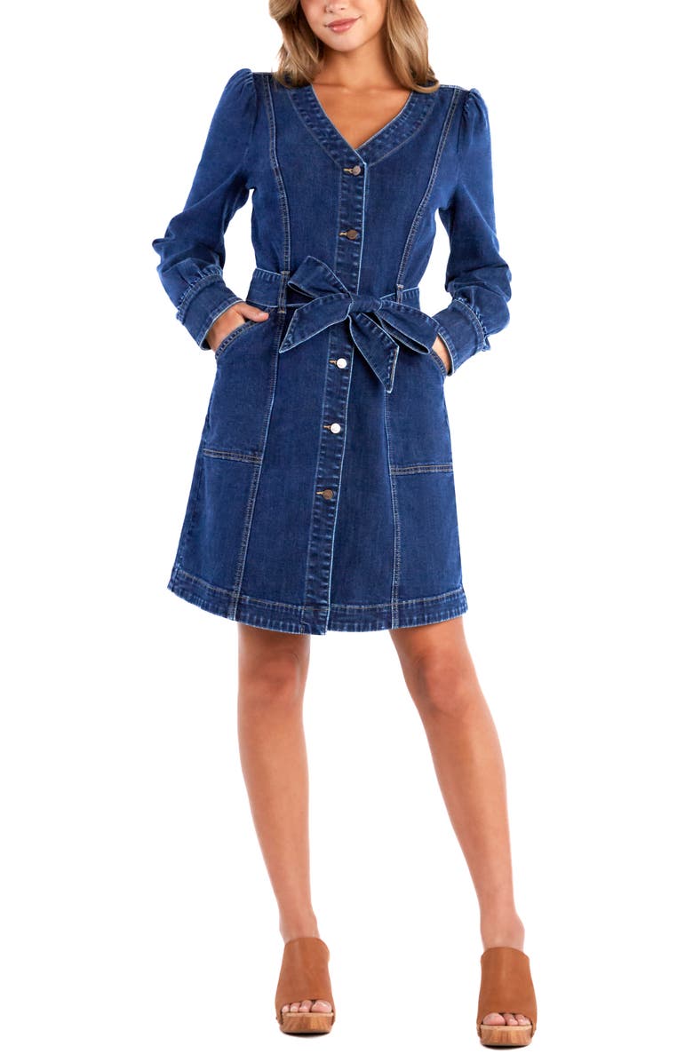 Wash Lab Denim Long Sleeve Denim Shirtdress, Alternate, color, Charlotte Blue