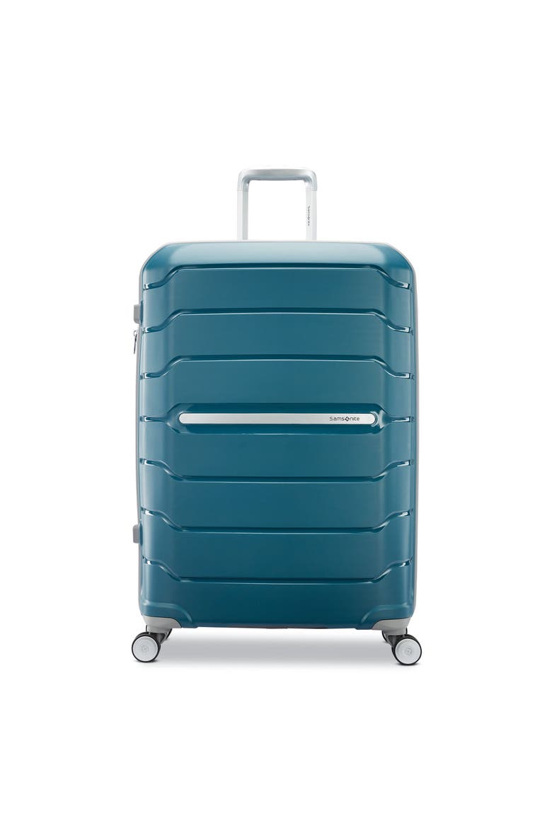 Freeform Hardside Expandable 28" Large Checked Spinner Luggage, Main, color, Dark Teal