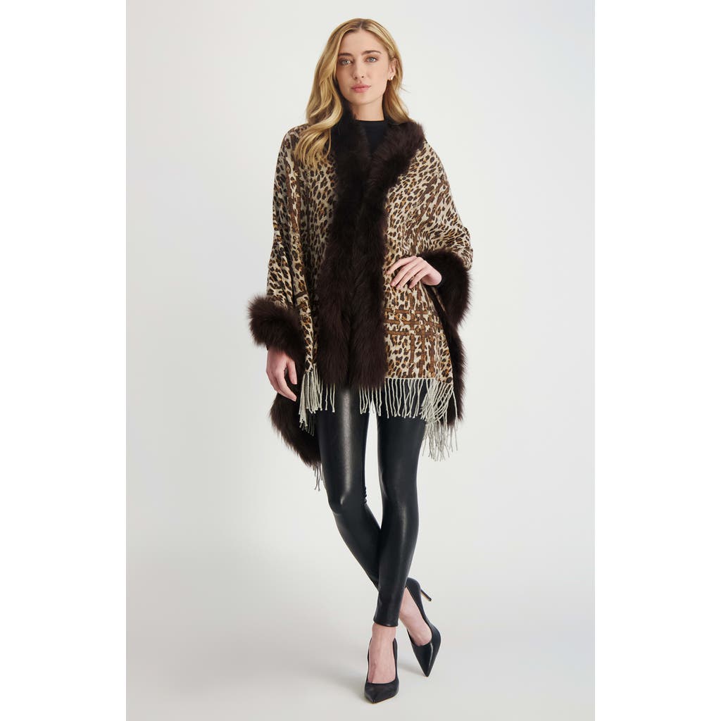 Gorski Cashmere Stole With Shearling Lamb In Animal Print