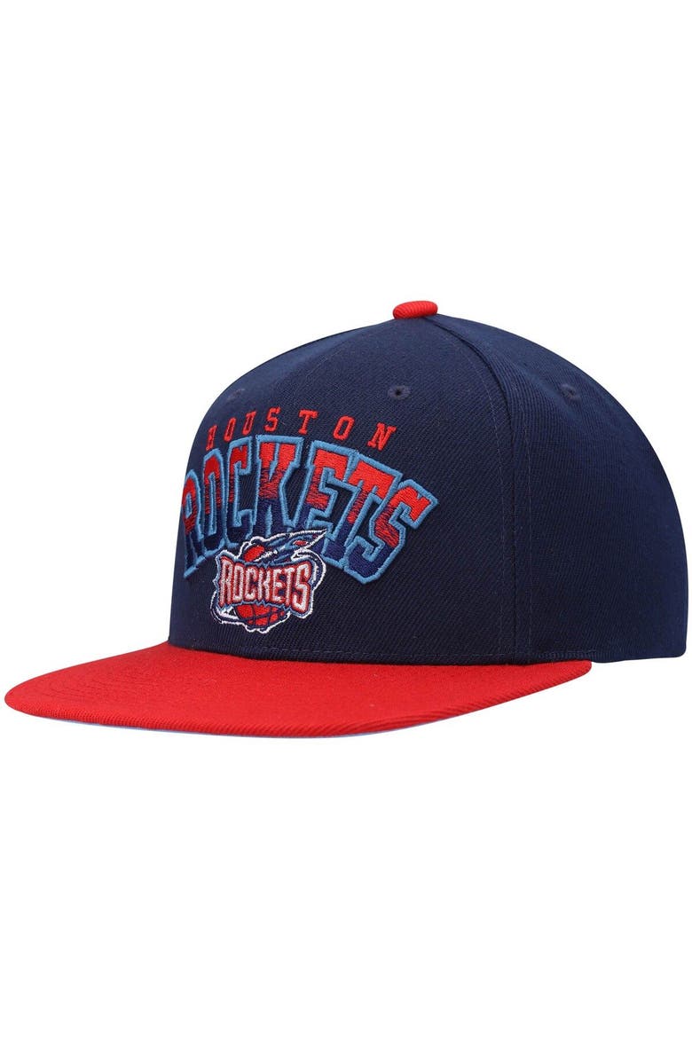 Men's Mitchell & Ness Navy/Red Houston Rockets Hardwood Classics Gradient Wordmark Snapback Hat, Main, color, Navy