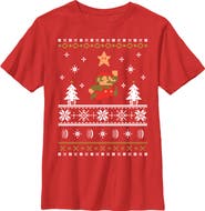 NINTENDO Boy's Nintendo Ugly Christmas Mario  Graphic T-Shirt