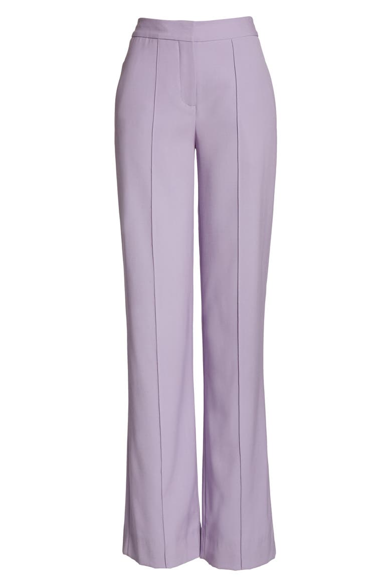 Pintuck Tropical Stretch Wool Wide Leg Pants, Alternate, color, LAVENDER