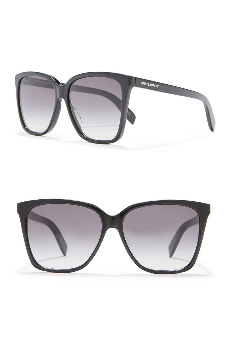 Square 56mm Sunglasses, Alternate, color, BLACK BLACK GREY