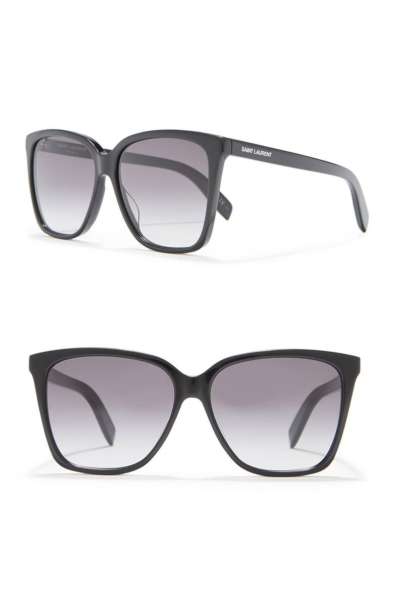 Saint Laurent Square 56mm Sunglasses, Alternate, color, Black Black Grey