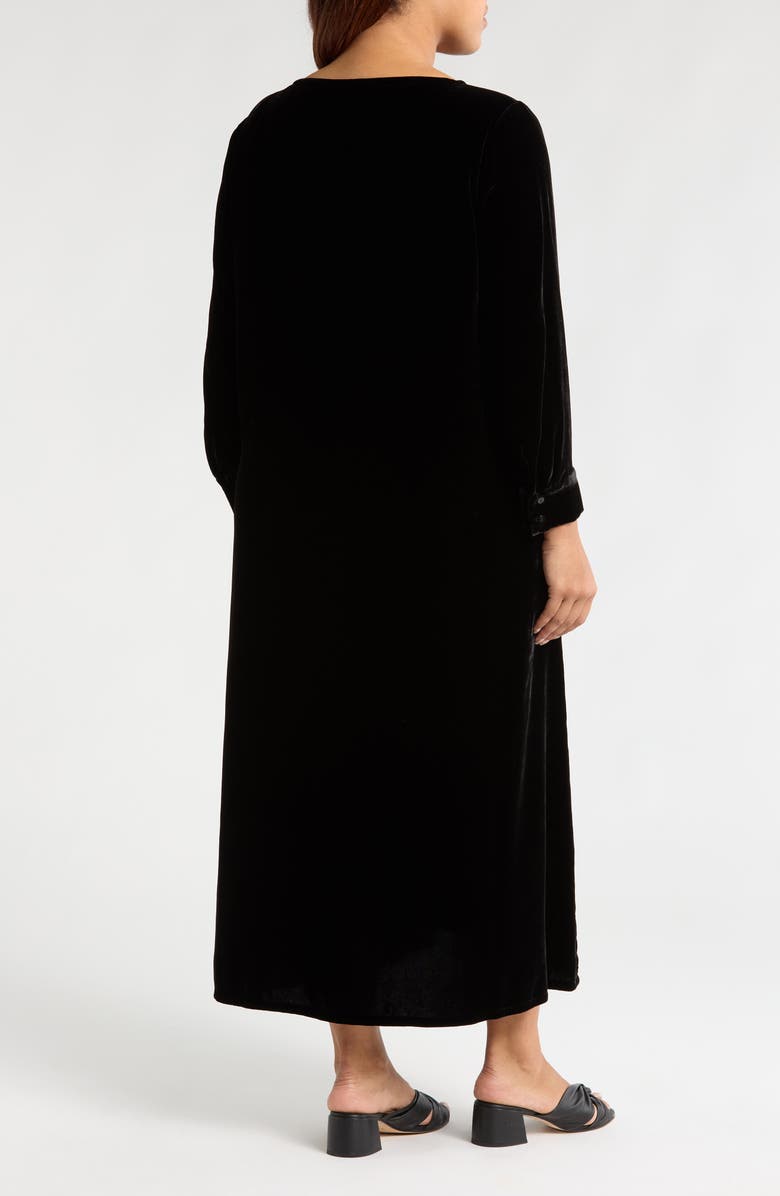 Eileen Fisher Bateau Neck Long Sleeve Velvet Maxi Dress, Alternate, color, 