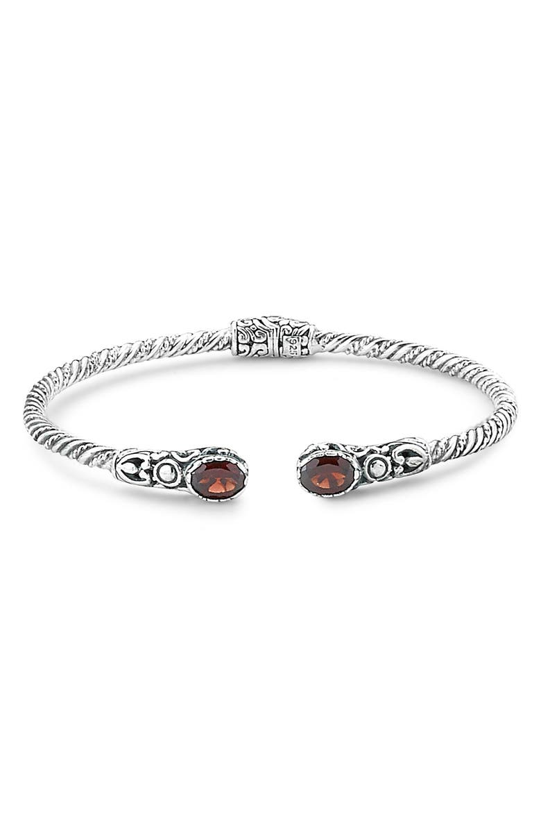 SAMUEL B. Sterling Silver Oval Garnet Bangle Bracelet, Main, color, Red
