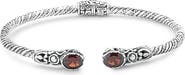 SAMUEL B. Sterling Silver Oval Garnet Bangle Bracelet