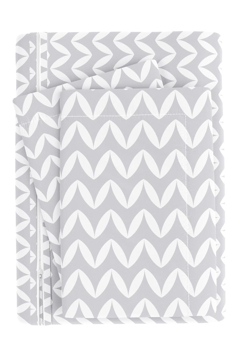 IENJOY HOME Premium Ultra Soft 3-Piece Puffed Chevron Print Duvet Cover Set, Alternate, color, GRAY