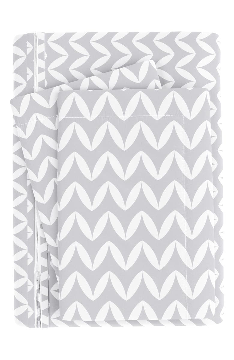 HOMESPUN IENJOY HOME Premium Ultra Soft 3-Piece Puffed Chevron Print Duvet Cover Set, Alternate, color, Light Gray
