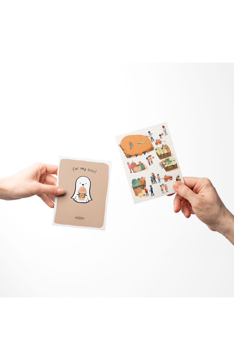 Ramus & Co Fall Dog Walk, Pumpkin Thanksgiving, For My Boo Halloween/Fall Greeting Card Pack Sets, Alternate, color, 