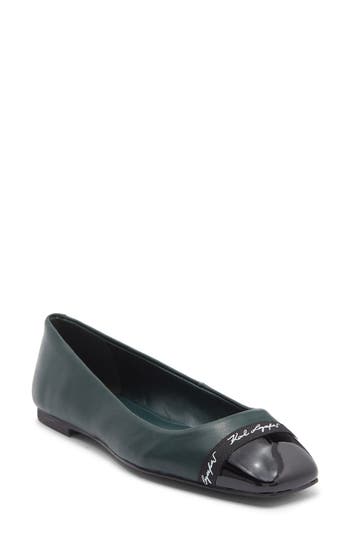 Karl Lagerfeld Paris Zofia Cap Toe Ballet Flat In Green