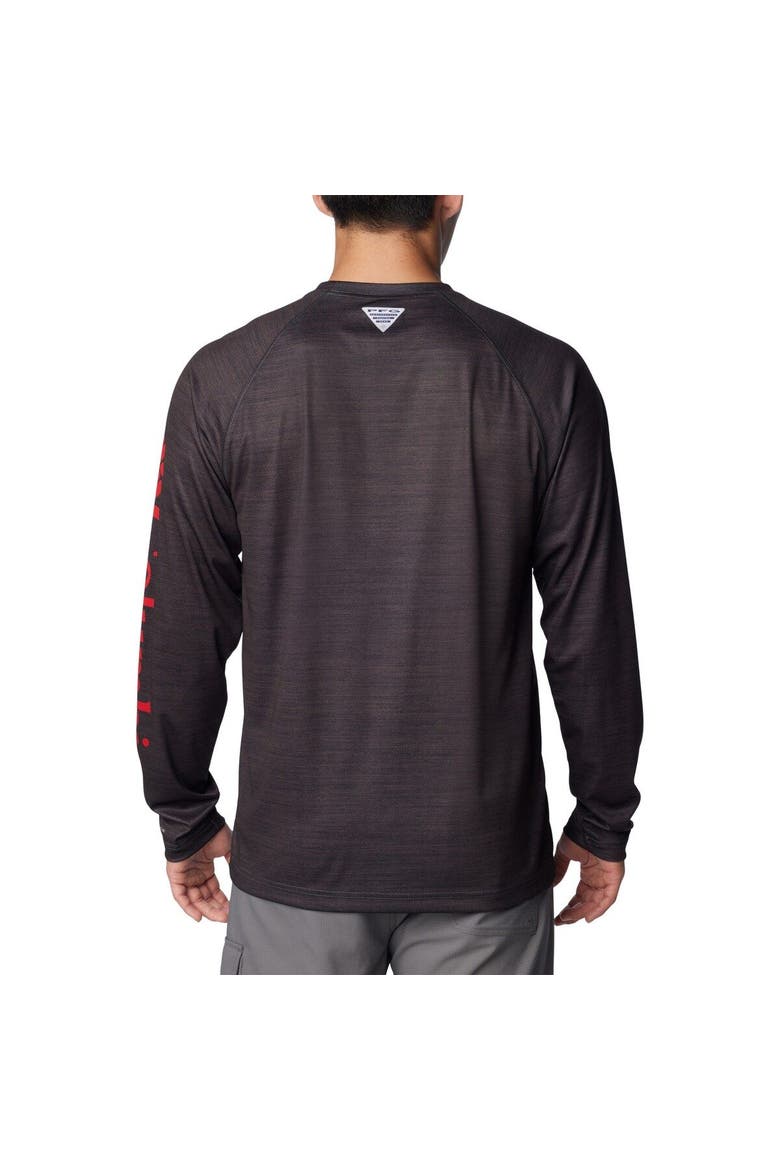 Men's Columbia  Heather Charcoal Georgia Bulldogs PFG Terminal Tackle Omni-Shade Raglan Long Sleeve T-Shirt, Alternate, color, Heather Charcoal