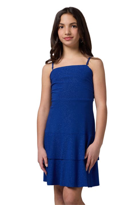 Glitter Bow Back Tiered Dress