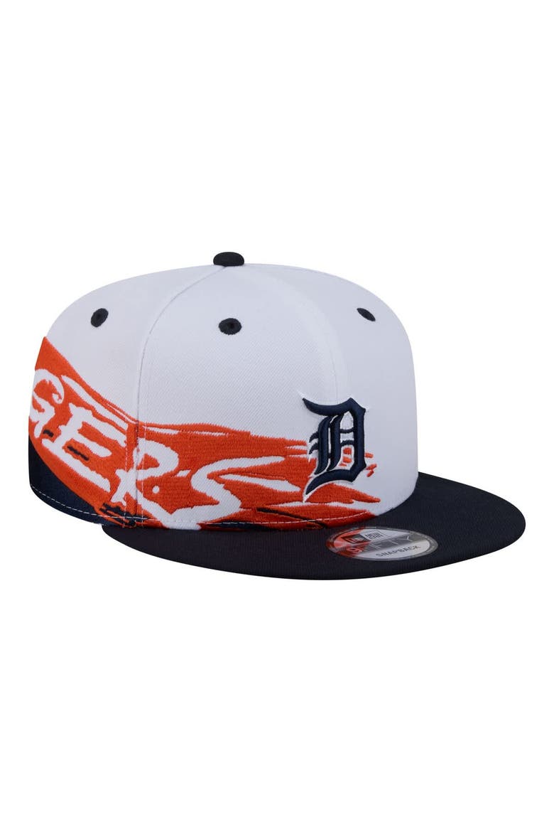 Men's New Era White/Navy Detroit Tigers 9FIFTY Snapback Hat, Main, color, White