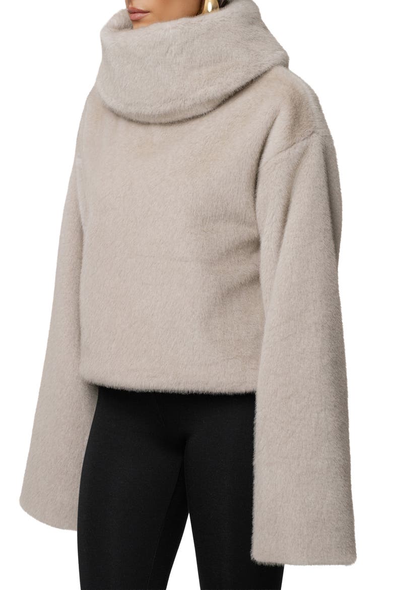 Turtleneck Faux Fur Pullover, Alternate, color, GRAY