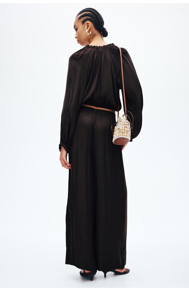 H&M Wide Drawstring Trousers, Alternate, color, Dark Brown