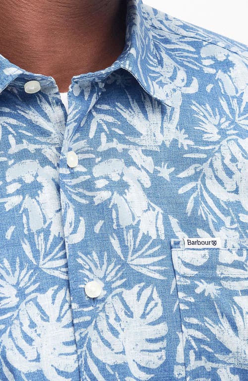 Barbour Ives Regular Fit Leaf Print Short Sleeve Cotton Button-up Shirt