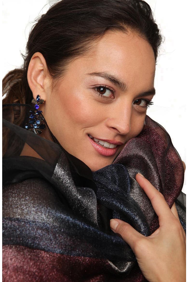 Ombrè Shimmer Silk Scarf, Alternate, color, BLACK