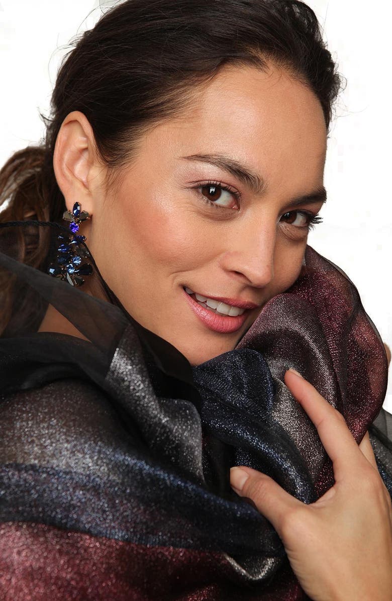 SAACHI Ombrè Shimmer Silk Scarf, Alternate, color, Black