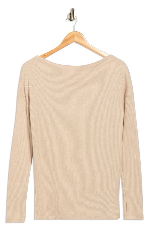 Renee C Off The Shoulder Long Sleeve Rib Knit Top In Neutral
