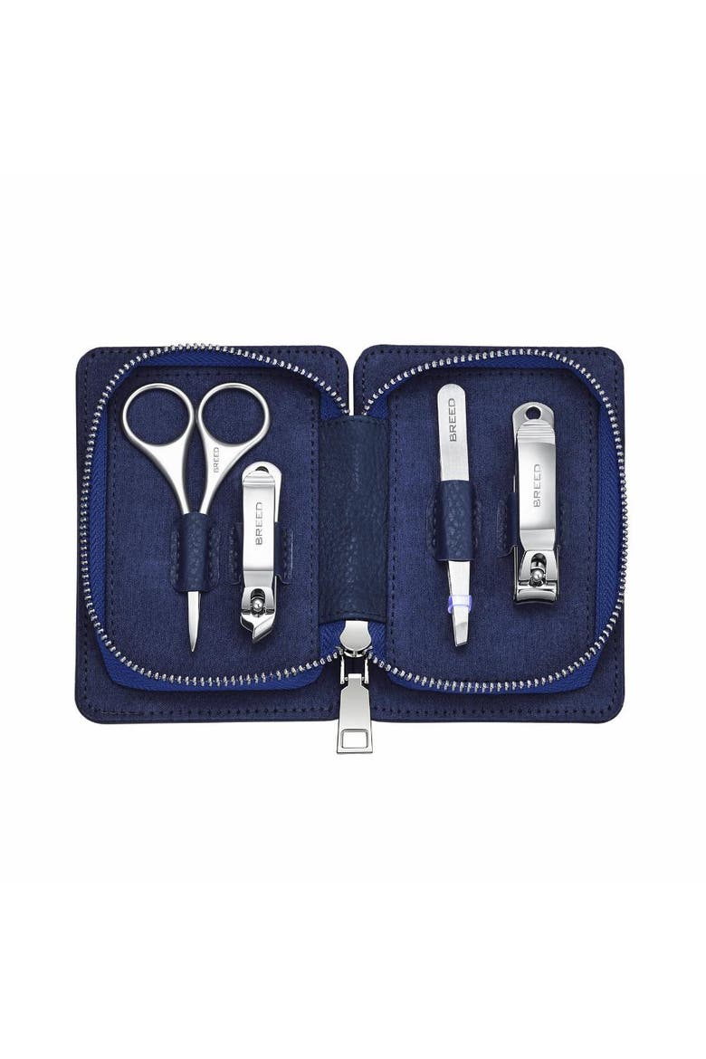 Turbo 4 Piece Surgical Steel Groom Kit - Carbon Fiber Pattern Case, Alternate, color, Blue