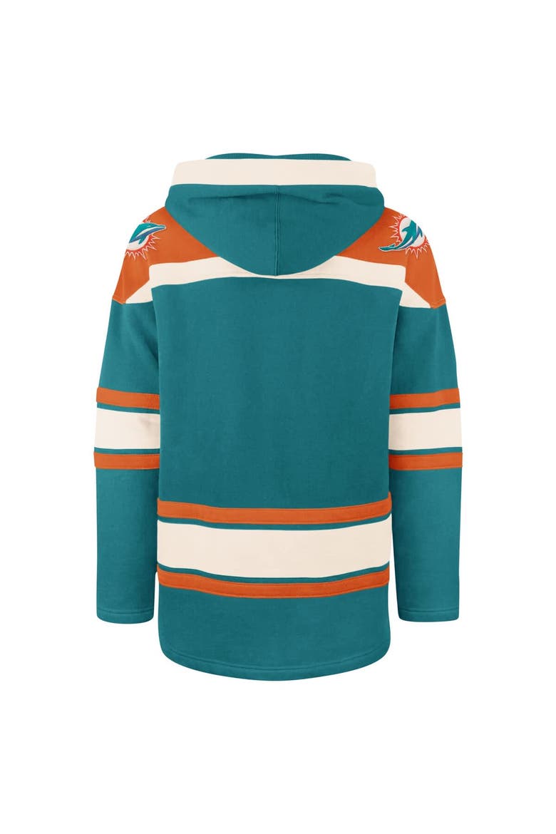 Men's '47 Aqua Miami Dolphins Superior Lacer Pullover Hoodie, Alternate, color, Aqua