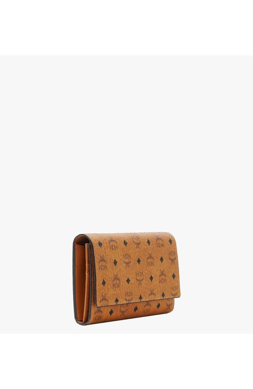 Mcm Ladies Trifold Cognac Wallet In Visetos Original In Cognac