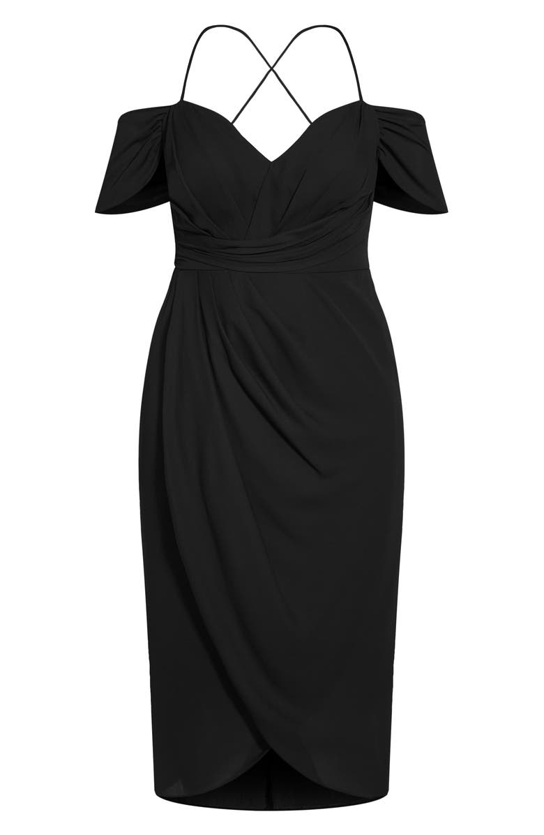 City Chic Entwine Cold Shoulder Dress, Alternate, color, Black