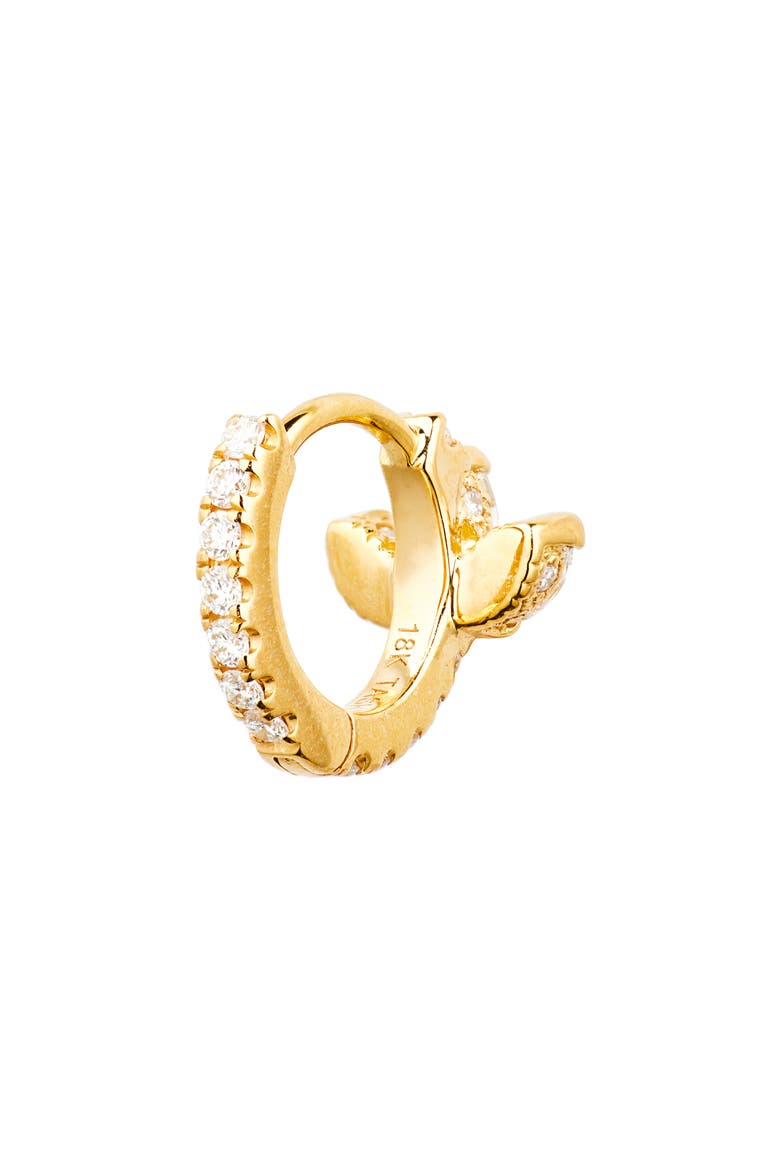 Diamond Lotus Eternity Huggie Hoop Earring, Alternate, color, 18K YELLOW GOLD/ DIAMOND