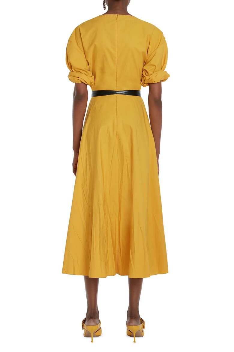 Knot Cotton Poplin Midi Dress, Alternate, color, POP YELLOW