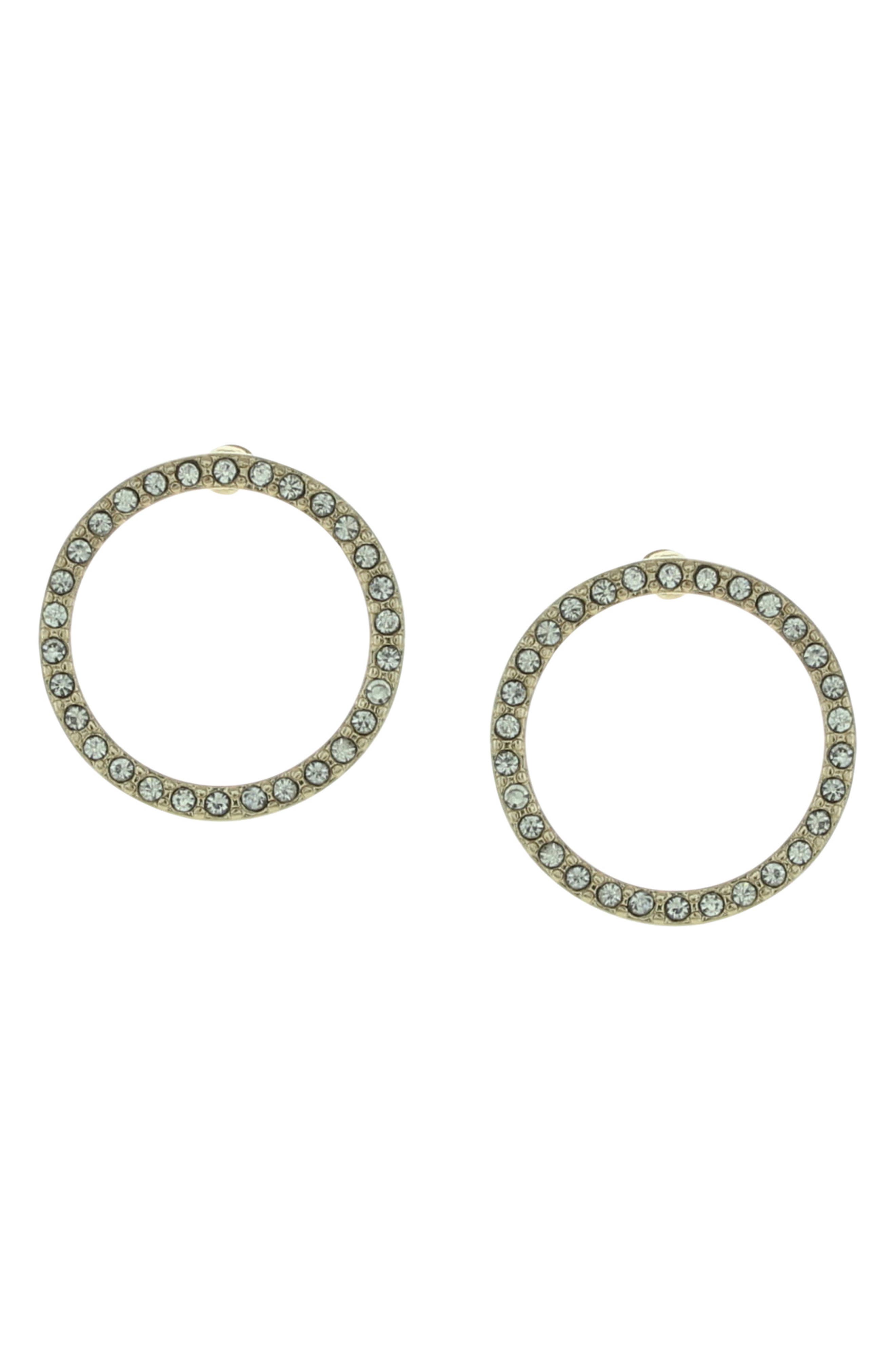 OLIVIA WELLES Crystal Open Circle Stud Earrings