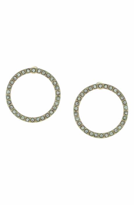 OLIVIA WELLES Crystal Open Circle Stud Earrings