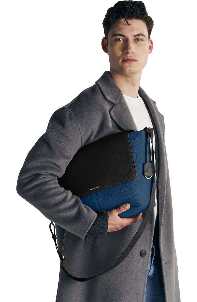 MAISON de SABRÉ Leather Flaire Messenger Bag, Alternate, color, Pacific Caviar