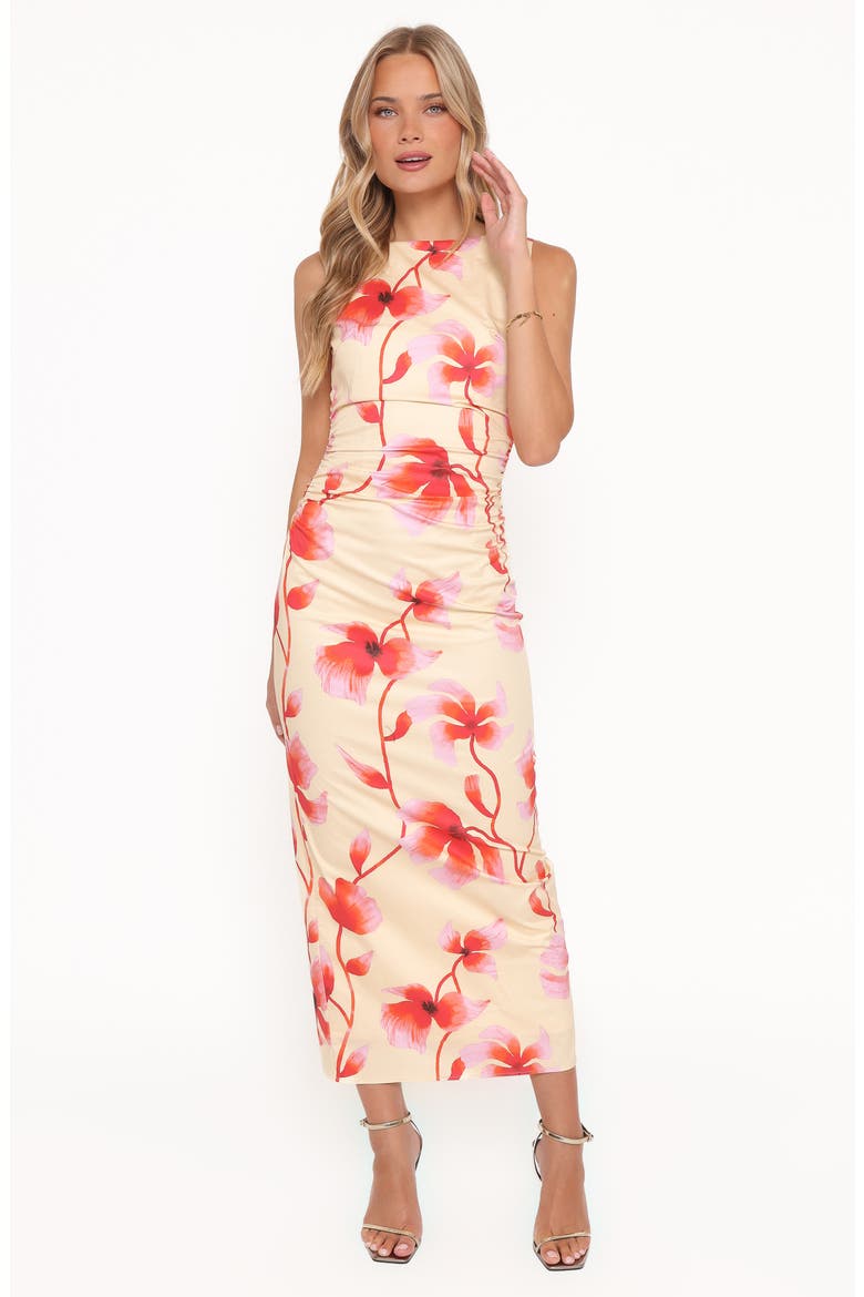 Tamzyn Floral Sleeveless Stretch Cotton Dress & Chiffon Cape Set, Alternate, color, PINK FLORAL